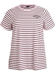 Bomulls T-skjorte med striper, Rosa