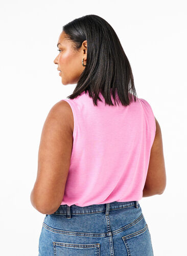 Zizzi Ermeløs topp med blonder, Rosebloom, Model image number 1