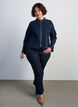 Figurn&aelig;r denimjakke med glidel&aring;s, Bl&aring;, Model image number 1