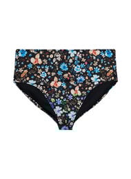 H&oslash;y midje bikinitruse med blomsterm&oslash;nster, Bl&aring;