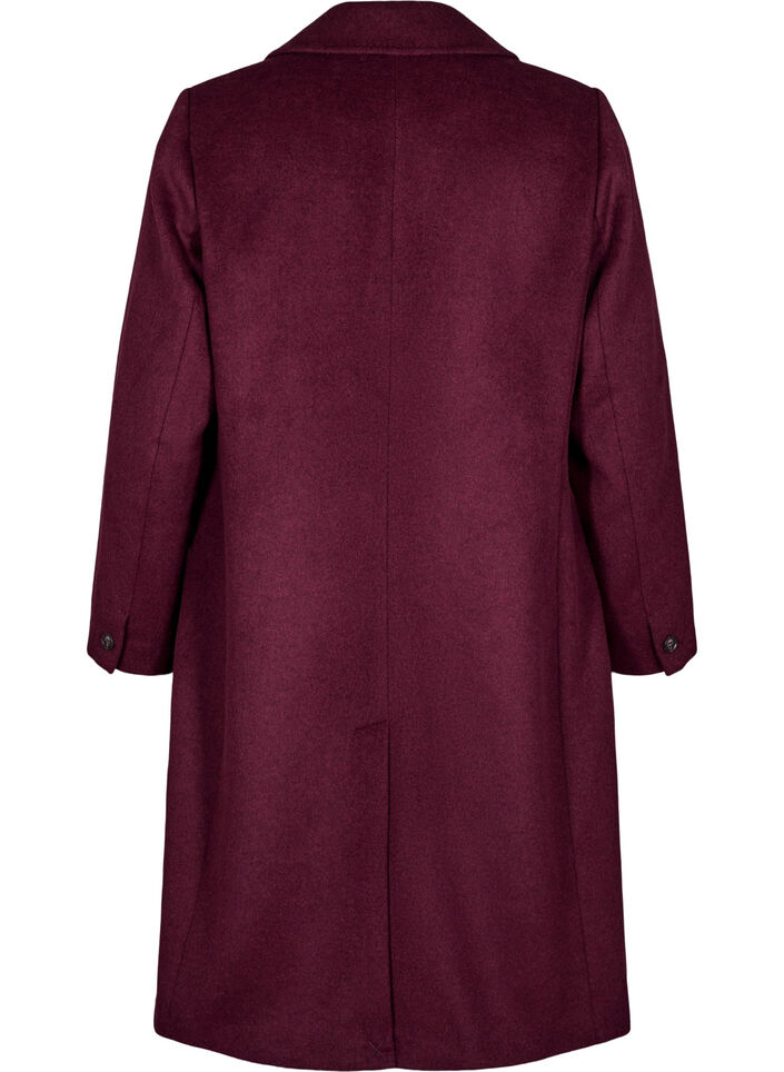 Ullblandet frakk med dobbeltradede knapper, Maroon Banner Mel., Packshot
