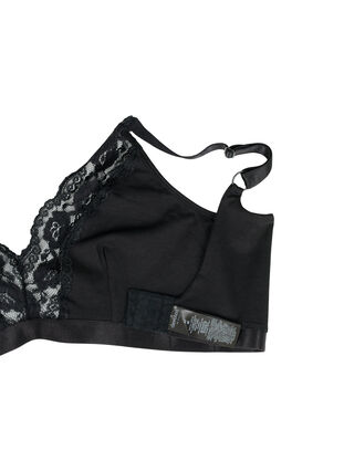 Bralette i bomull med blonder, Black/Upper Font, Packshot image number 3