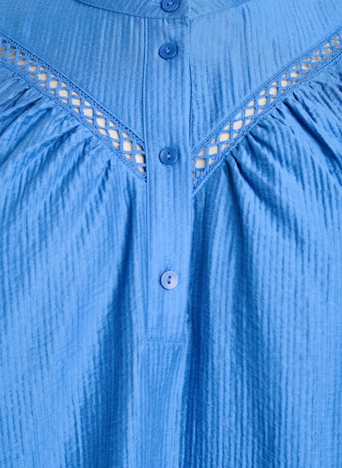 Tunika med hekledetaljer og stripet tekstur, Blå, Packshot image number 2