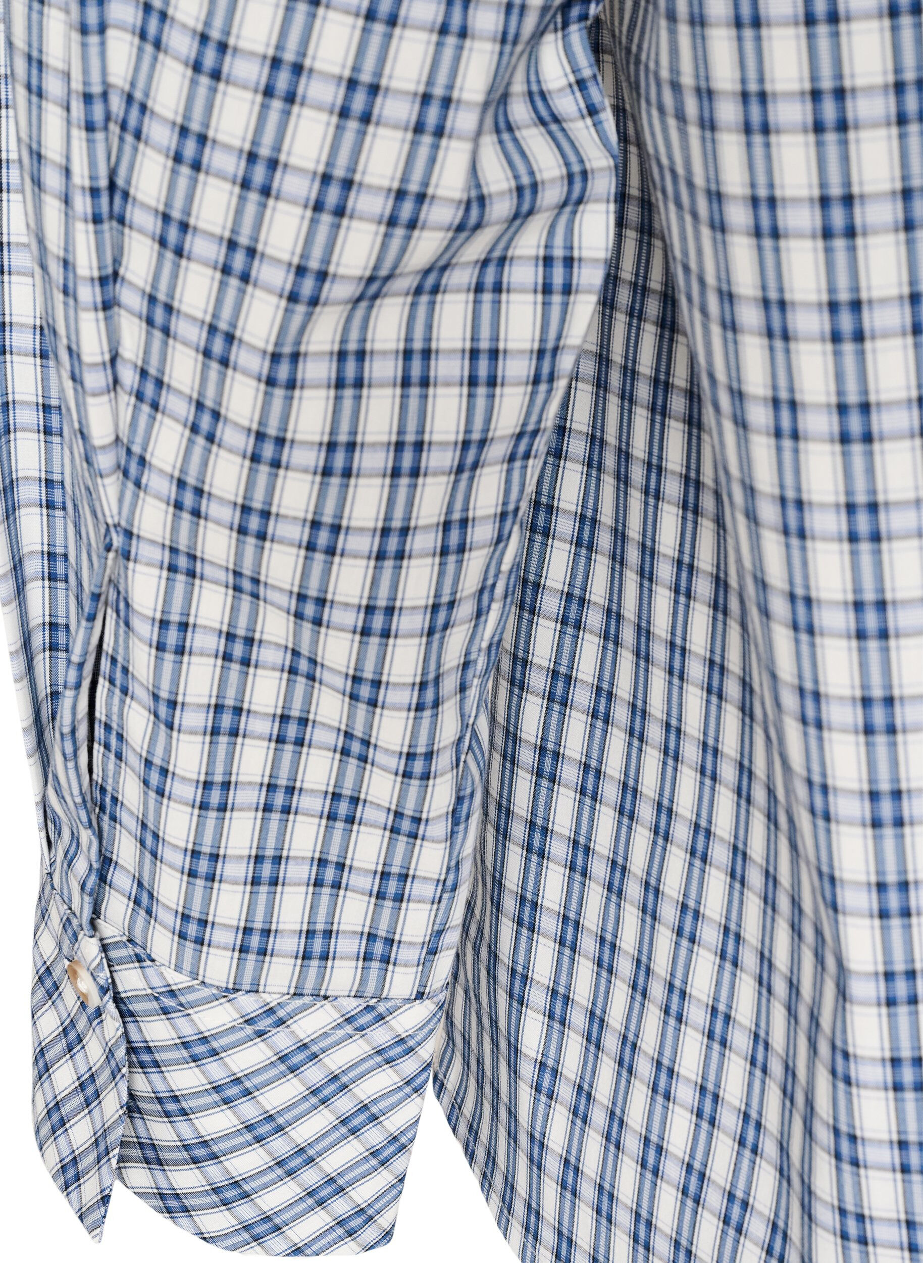 ZizziLoose fit rutete skjorte med knytebelte, Bl&aring;, Packshot image number 3