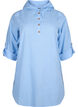 Tunika med hette i bomull og lin, Serenity, Packshot image number 0
