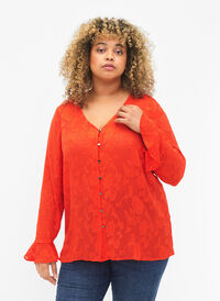 Langarmet skjorte med jacquard-utseende, Orange.com, Model