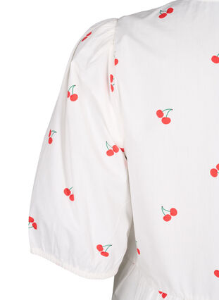 Kjole med kirsebærtrykk og A-lineskåret passform, B. White/Cherry, Packshot image number 3