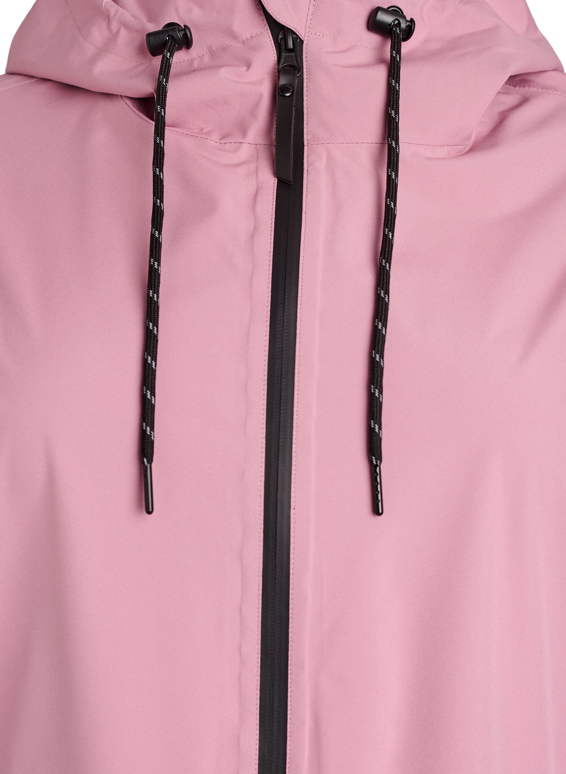 ZizziRegnjakke med lommer og hette, Rosa, Packshot image number 2