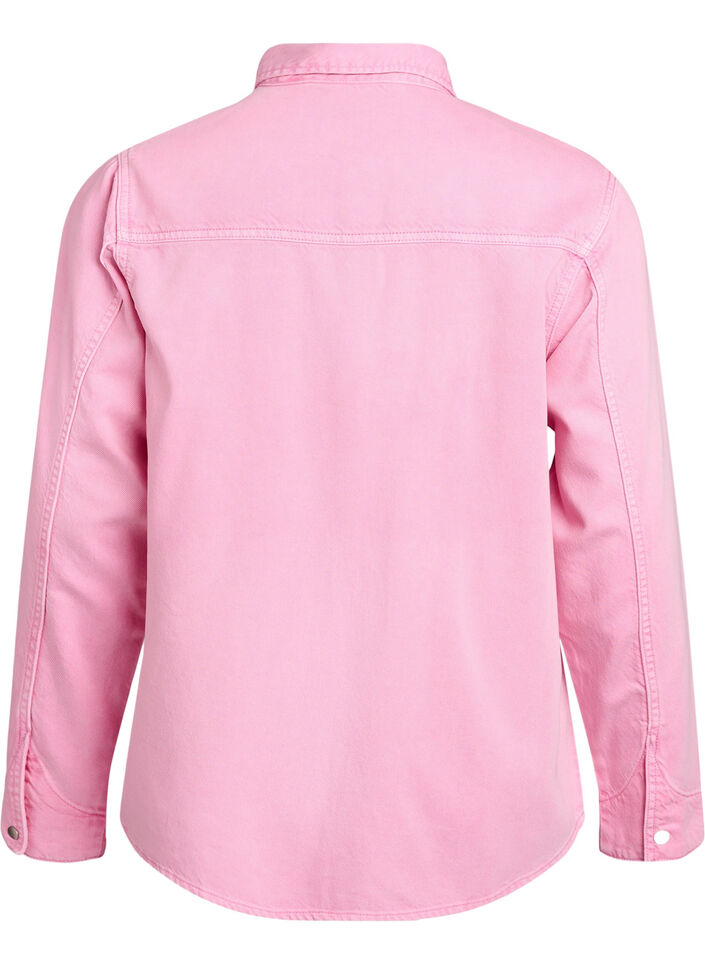 Denimskjorte med brystlommer, Rosa, Packshot image number 1