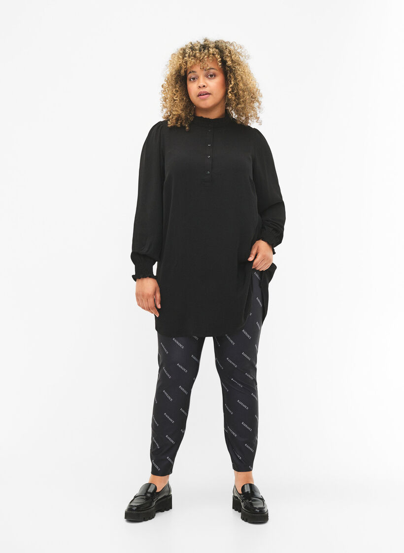 Leggings med teksttrykk, Black Radiance, Model image number 0