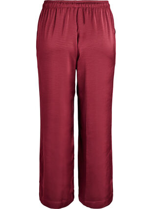 Zizzi Bukse med satenglook, høy midje og vide ben, Mørk Bordeaux, Packshot image number 1