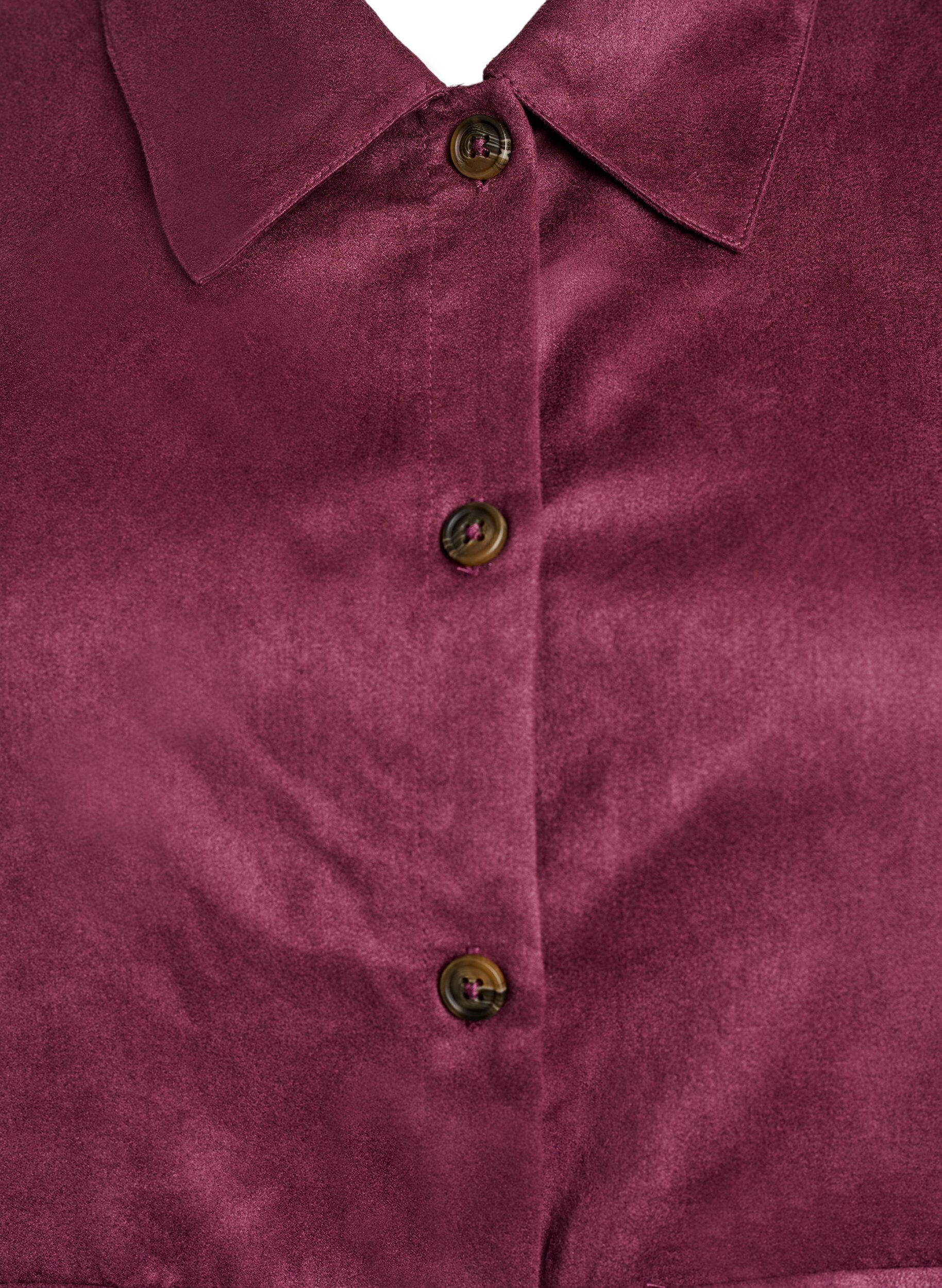 Zizzi Kort jakke i imitert semsket stoff med lommer, R&oslash;d, Packshot image number 2