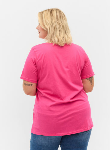 Kortermet T-skjorte i bomull med trykk, Magenta Beautiful, Model image number 1