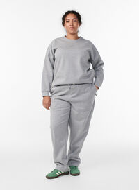 Sweatpants med høy midje og glittertråd, Grå Sweatpants med høy midje og glittertråd, Grå, Model