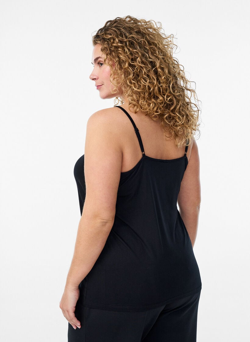 Topp med blondedetaljer og spaghetti-stropper, 0199, Model image number 2