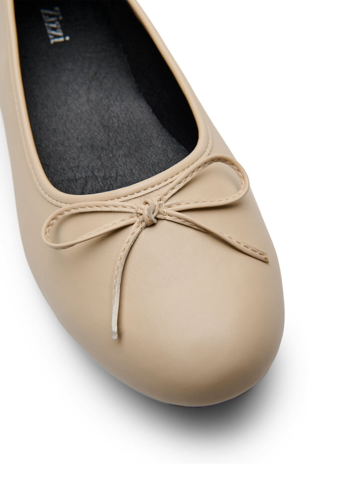 Wide fit - Ballerinas med en sløyfe, Beige, Packshot image number 3