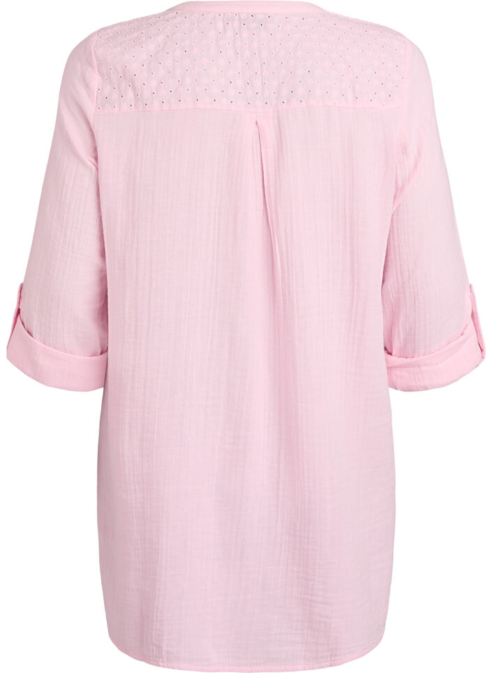 Bomullsmuslin tunika med broderie anglaise, Rosa, Packshot image number 1