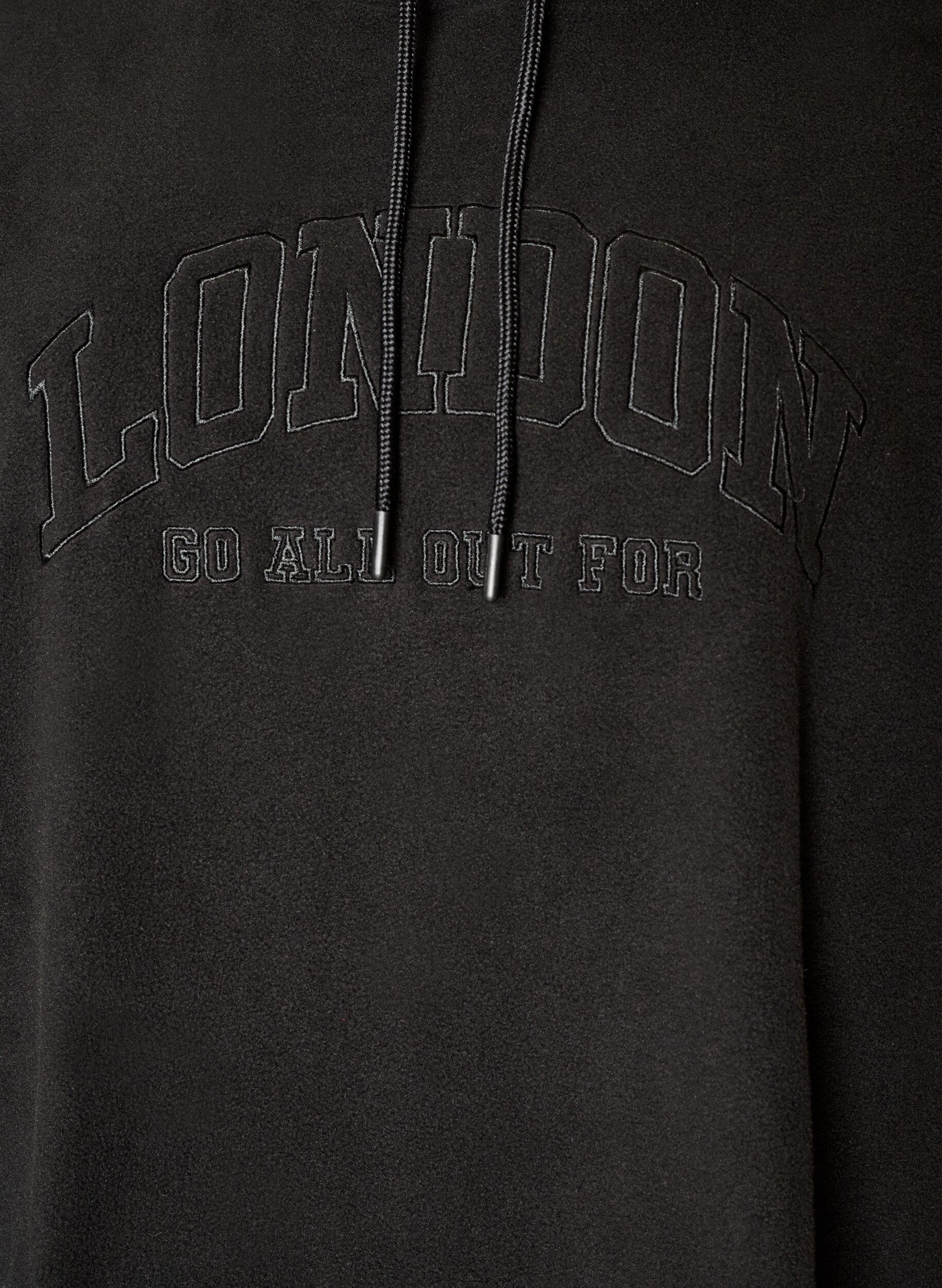 ZizziFleece hettegenser med h&oslash;y hals og brodert tekst, Svart, Packshot image number 2
