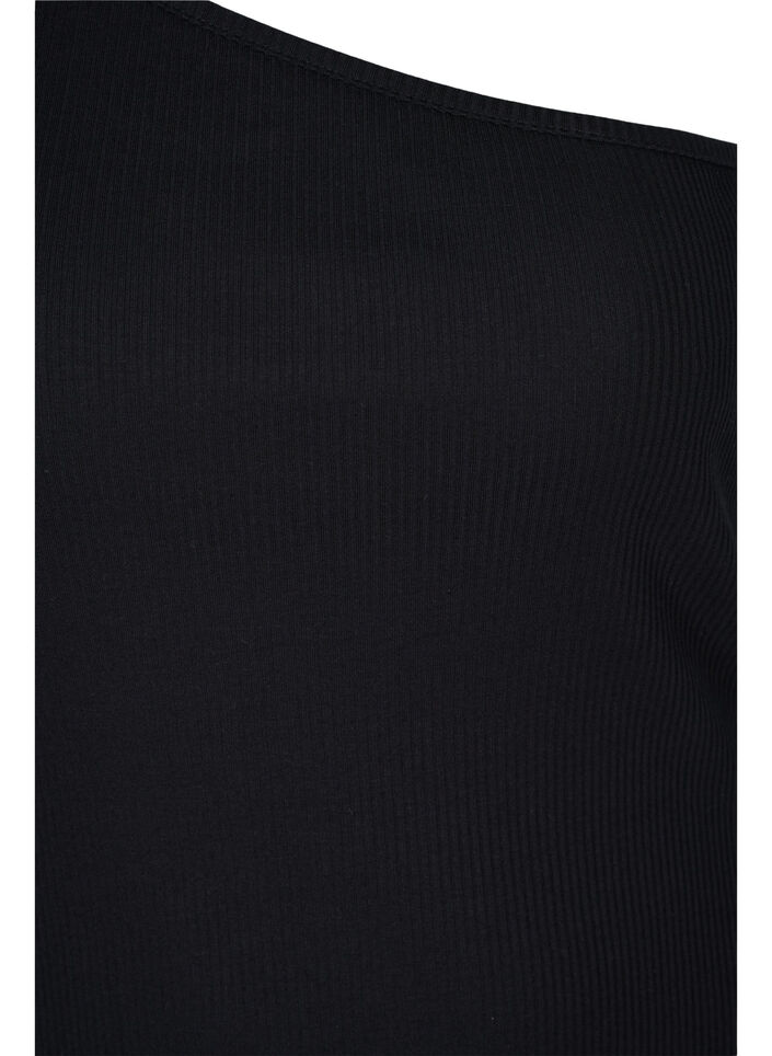 Topp med one-shoulder i bomull, Black, Packshot image number 2