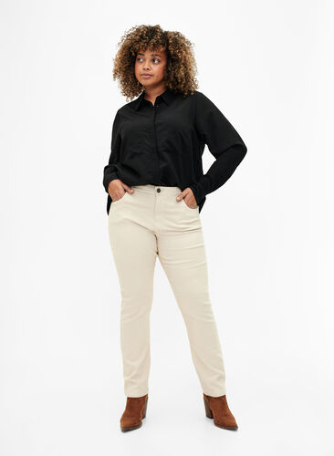 Emily jeans med normal midje og smal passform, Oatmeal, Model image number 0