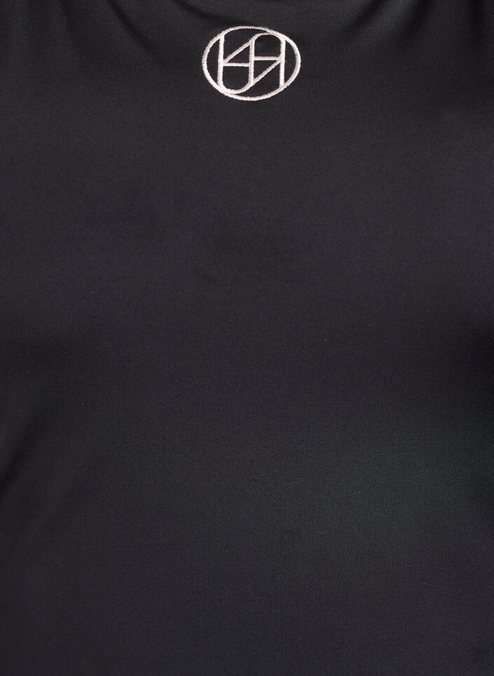 Sportsbadedrakt med kontrastkant og kryssende stropper, Svart, Packshot image number 2