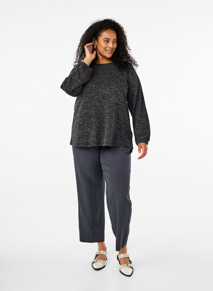 FLASH - Jerseybluse med lange ermer, Grå, Model image number 1