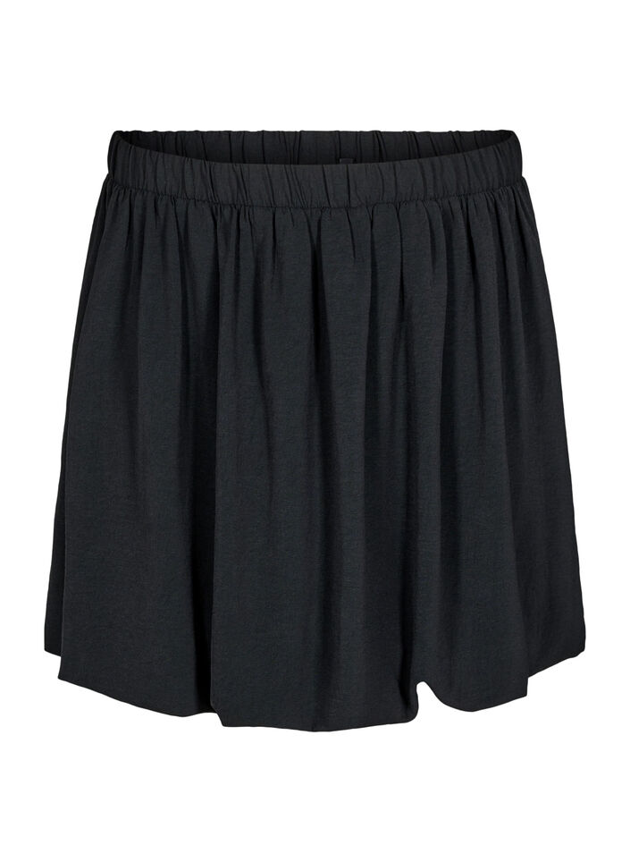Kort ballongskjørt med elastisk linning, Black, Packshot