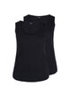 Basis tanktopp i en ribbet struktur, 2 stk., Black/Black, Packshot image number 0