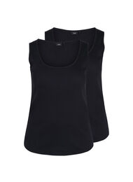 Basis tanktopp i en ribbet struktur, 2 stk., Black/Black