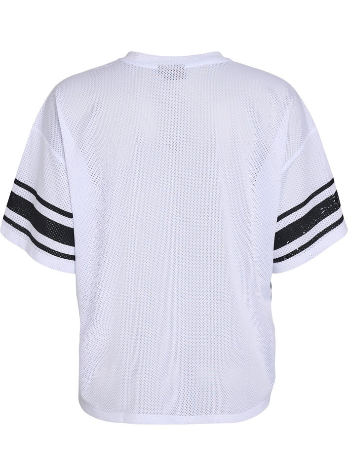 Sporty T-skjorte med fronttrykk, White, Packshot image number 1
