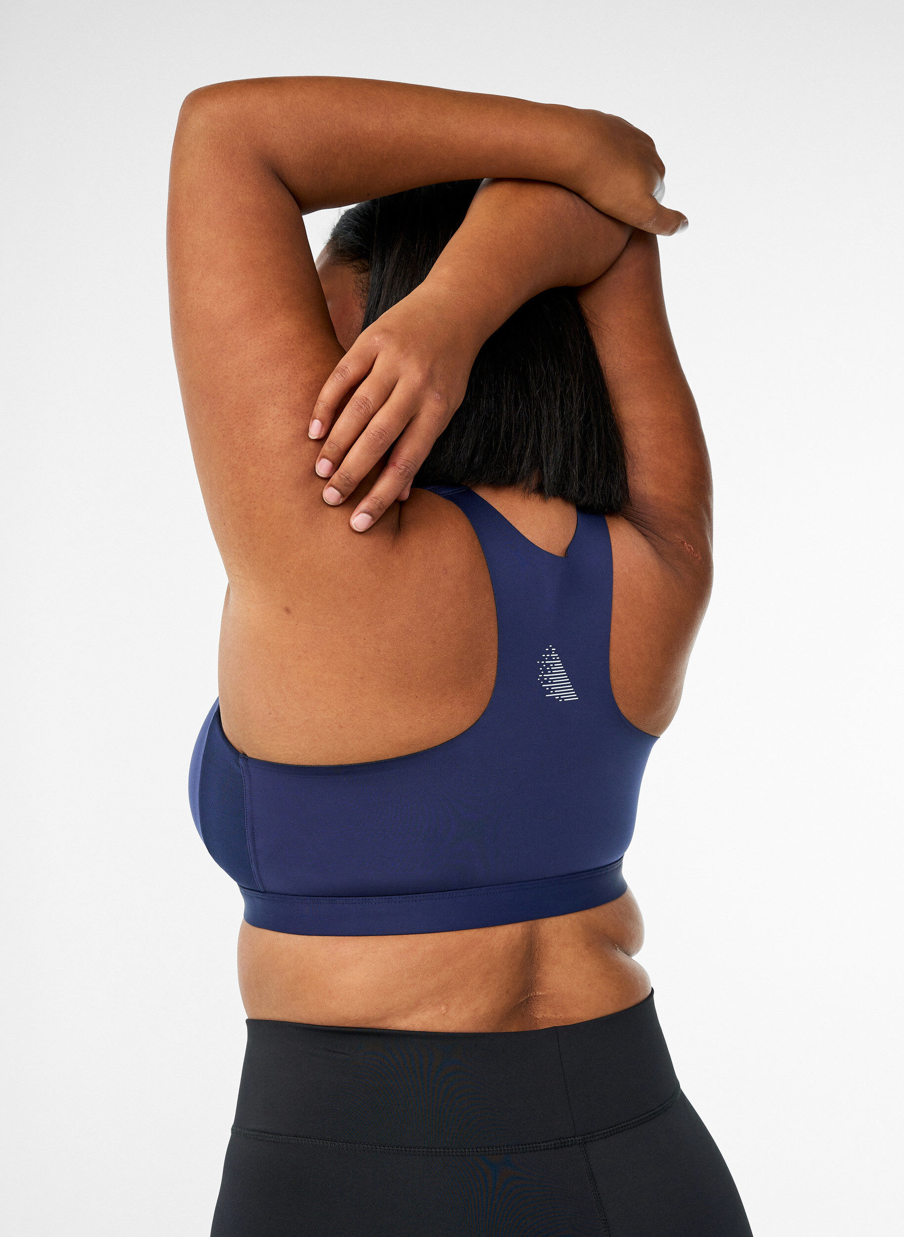 ZizziSports-BH med lukking foran og h&oslash;y st&oslash;tte, Bl&aring;, Model image number 2