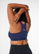 Sports-BH med lukking foran og h&oslash;y st&oslash;tte, Bl&aring;, Model image number 2