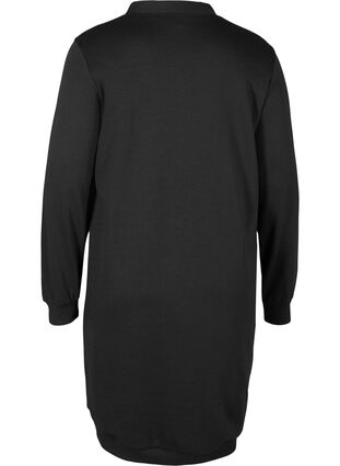Ensfarget kjole i behagelig materiale, Black, Packshot image number 1