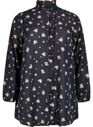 Blomstret tunika i lyocell, Black AOP