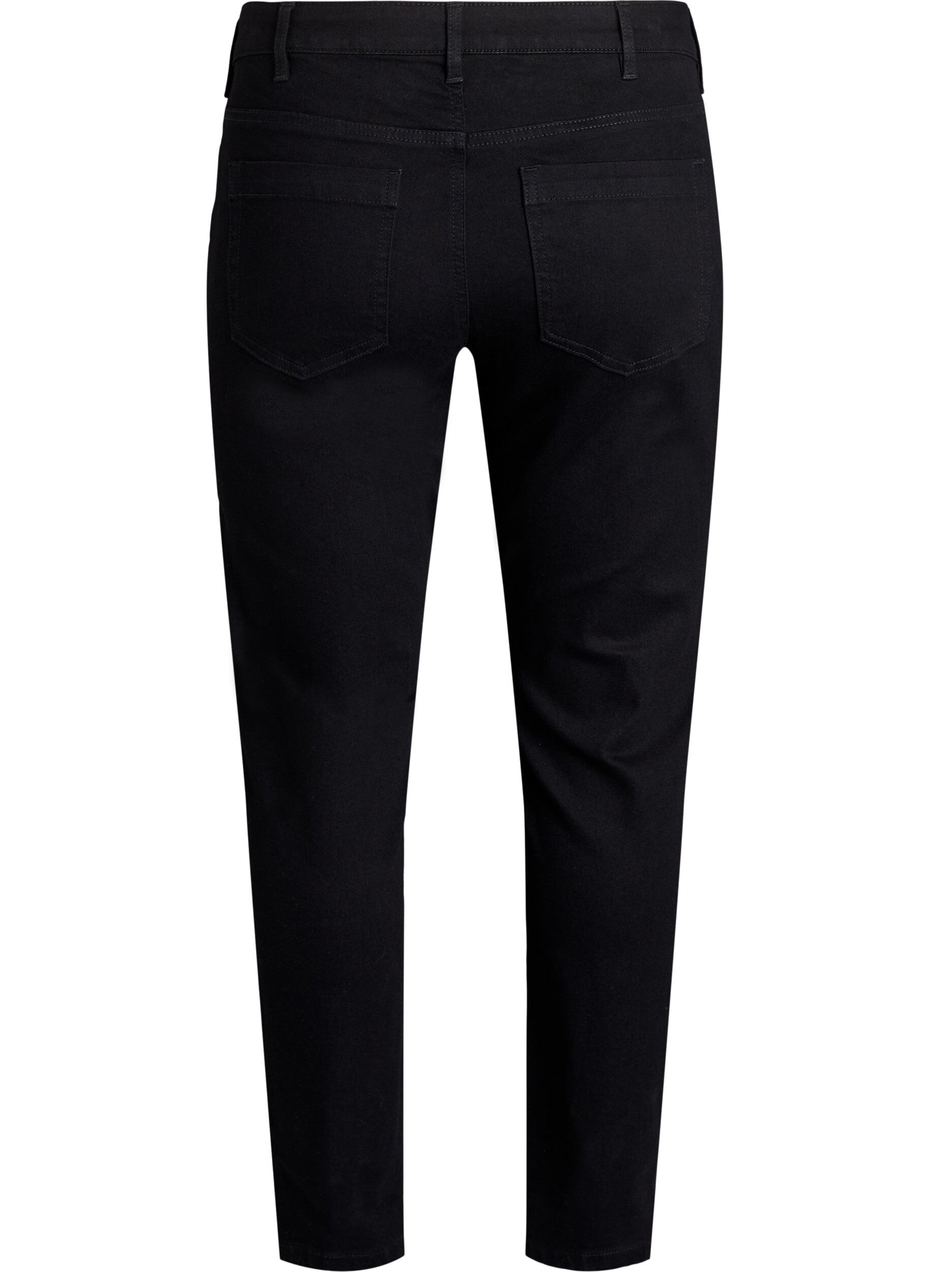 Zizzi Emily jeans i smal passform og normalt h&oslash;y midje, Svart, Packshot image number 1