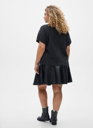 Zizzi Strikket cardigan med korte ermer, Grå, Model image number 2