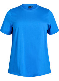 Basic T-skjorte i bomull med rund hals, Strong Blue