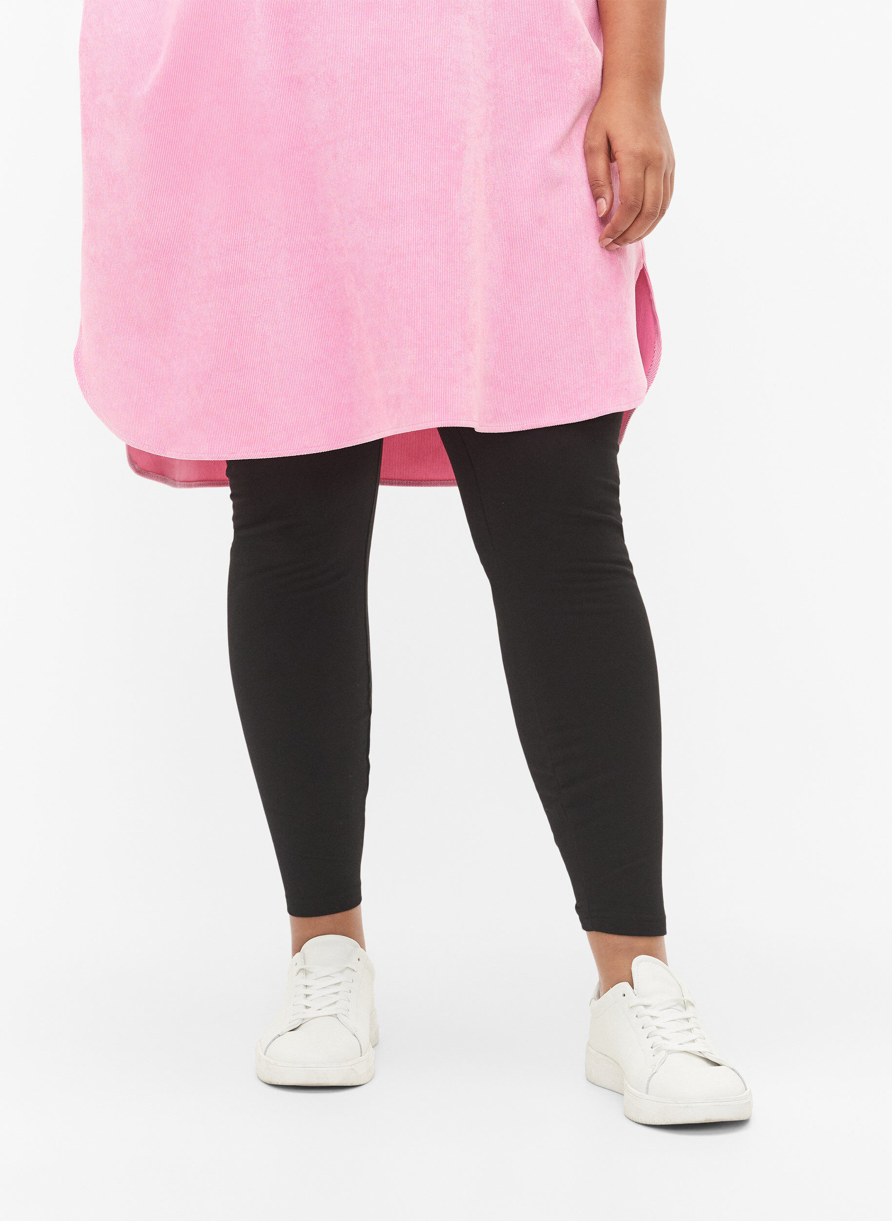 ZizziLeggings i bomull med f&ocirc;r, Svart, Model image number 3