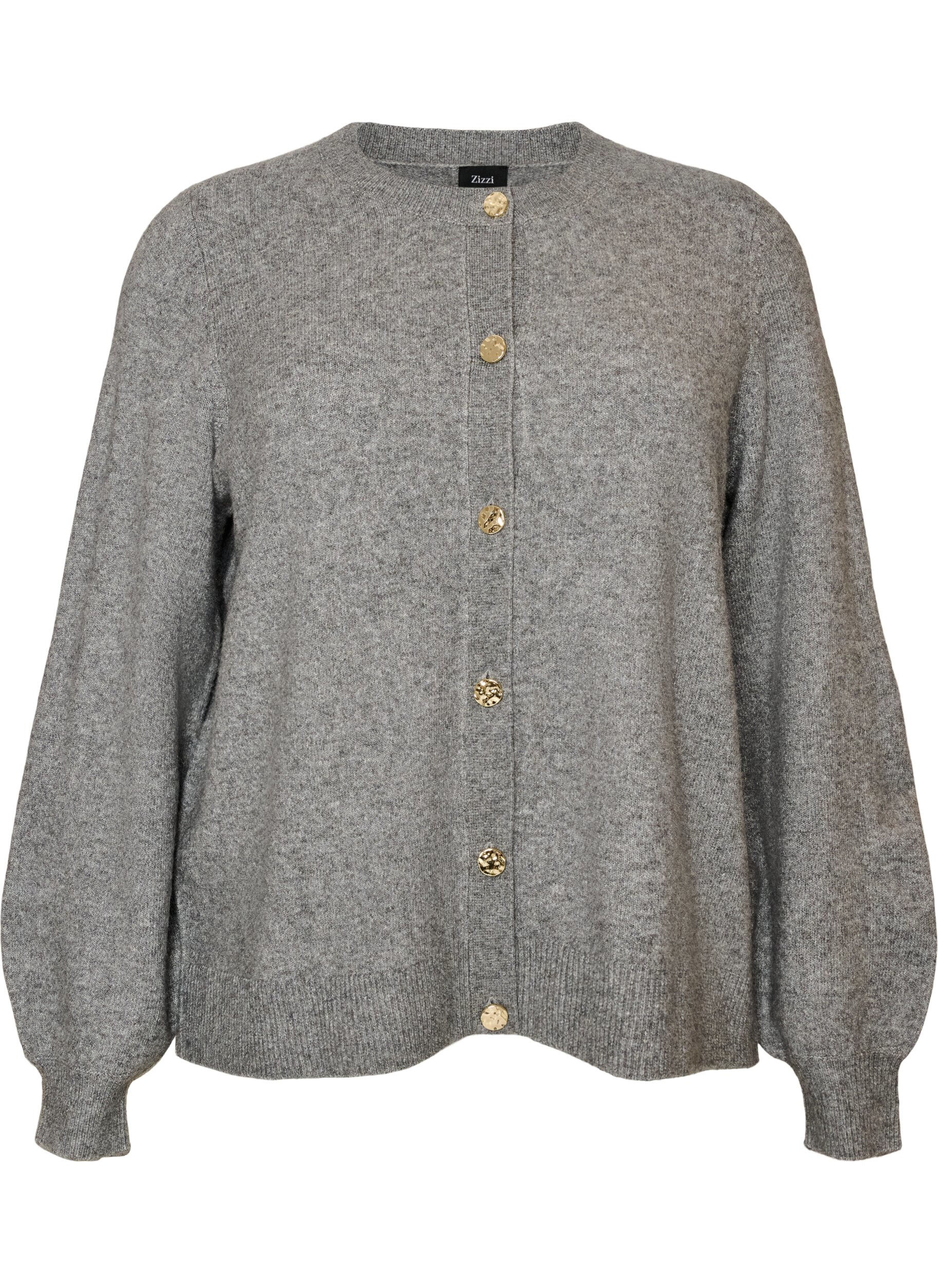 Cardigan i myk strikk med gullfargede knapper