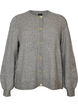 Cardigan i myk strikk med gullfargede knapper, Gr&aring;, Packshot image number 0