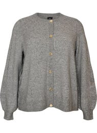 Cardigan i myk strikk med gullfargede knapper, Gr&aring;