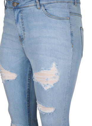 Slim-fit jeans med slitte detaljer, Light Blue, Packshot image number 2