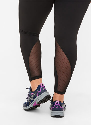 Treningstights med prikkete meshdetaljer, Black w. Mesh Dots, Model image number 3