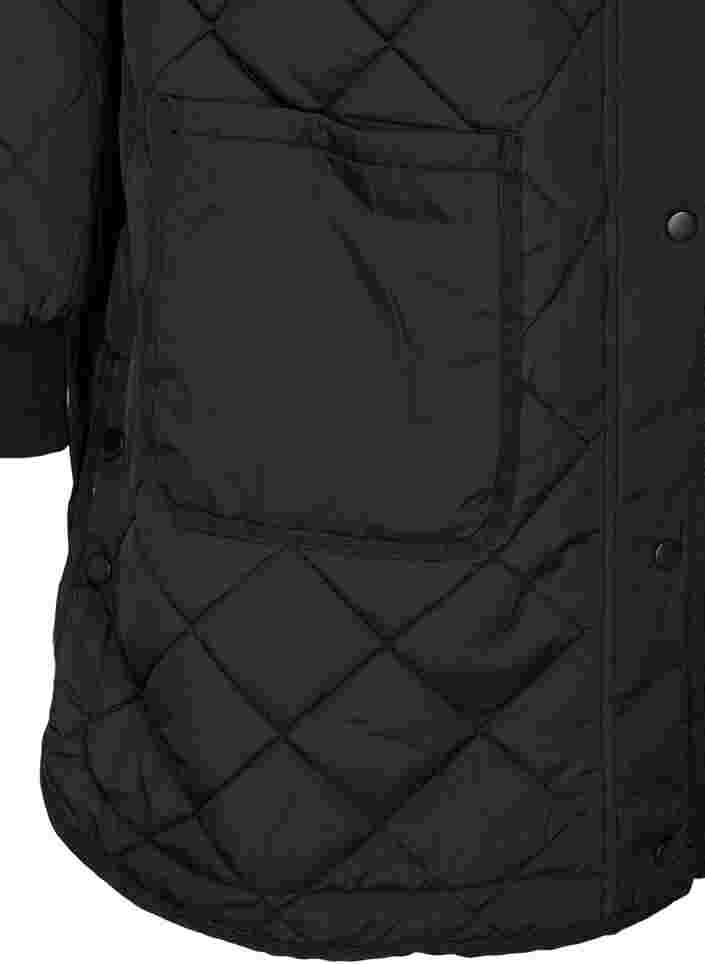 2 i 1 jakke med quiltet mønster og avtagbare ermer, Black, Packshot image number 3