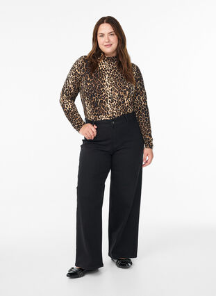 Zizzi FLASH - Bluse med lange ermer og turtleneck, Svart, Model image number 1