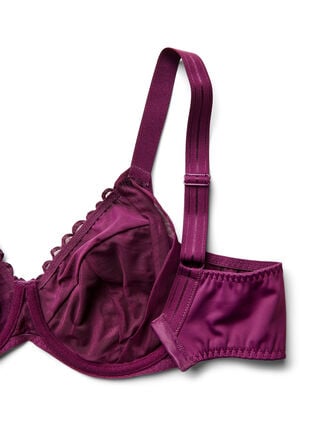 Zizzi Heldekkende BH med høy støtte og blonder detaljer, Lilla, Packshot image number 3