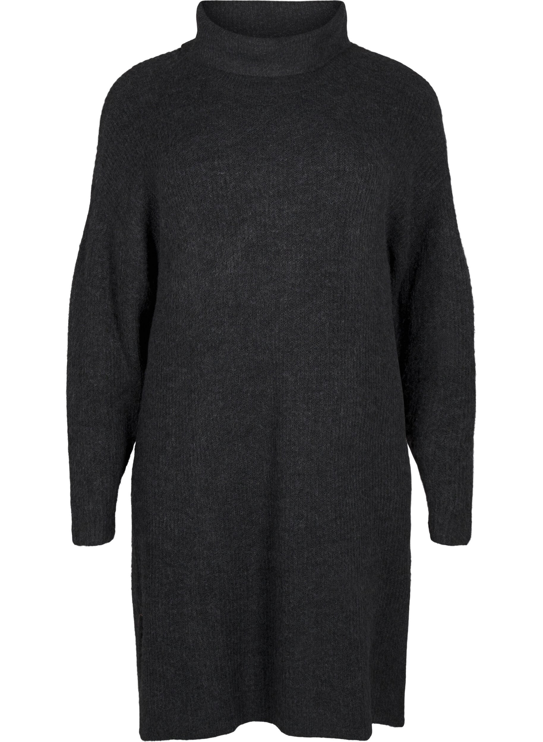 ZizziStrikket kjole med h&oslash;y hals, Gr&aring;, Packshot image number 0