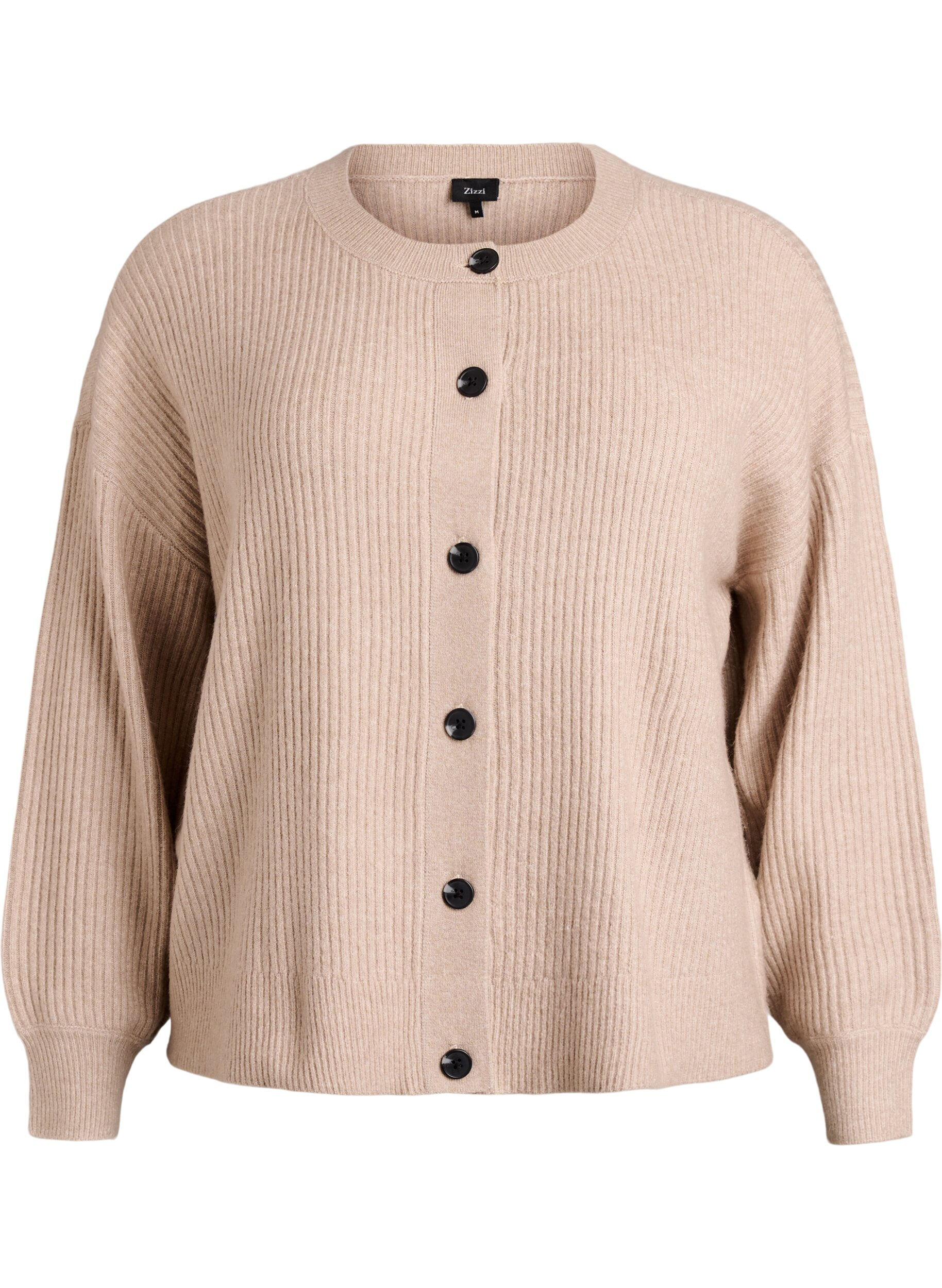 Ribbestrikket cardigan med knapper