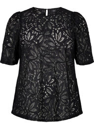 Blondebluse med korte ermer, Black