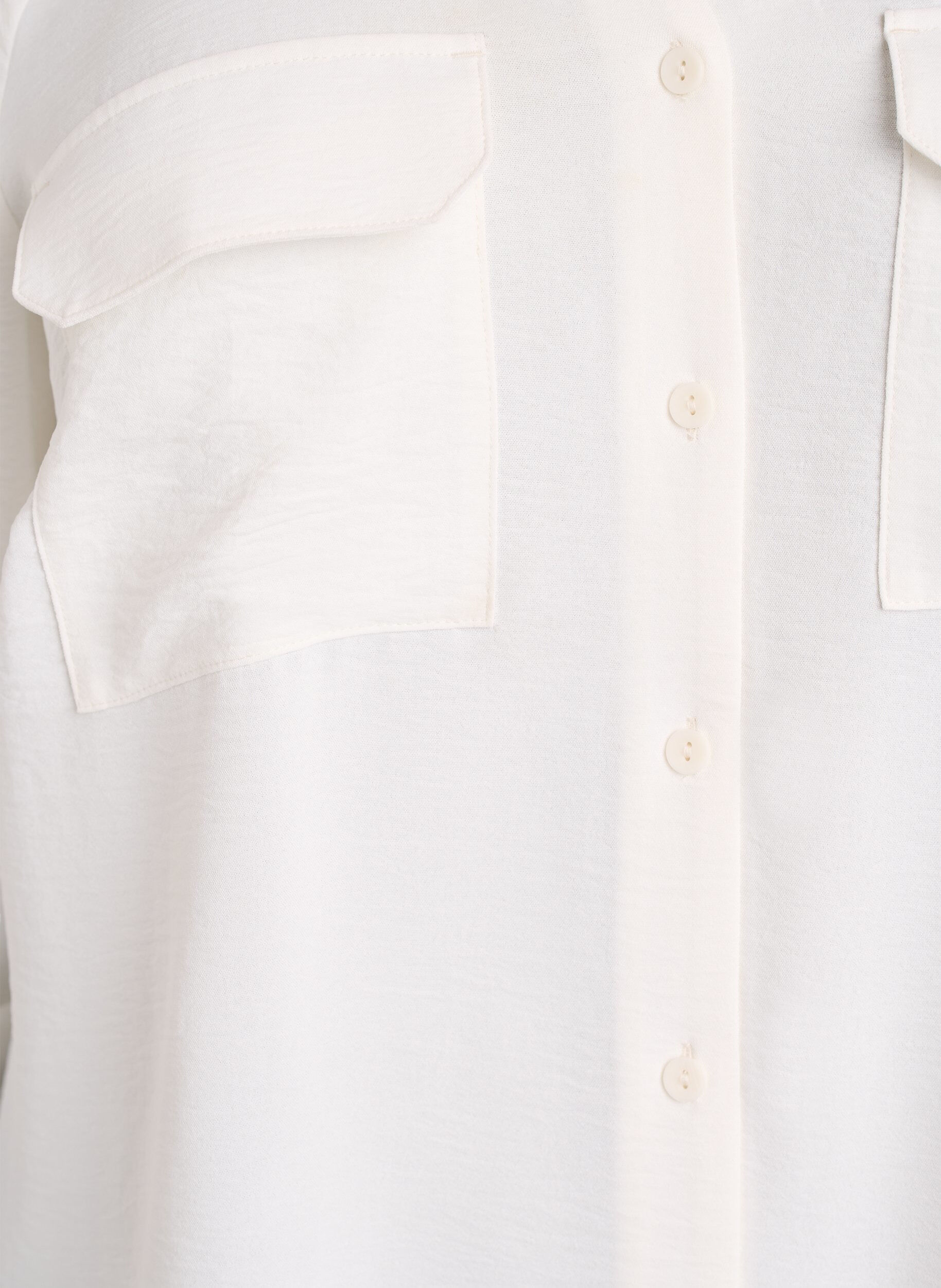 Zizzi FLASH - Skjorte med brystlommer og 3/4 ermer, Vanilje, Packshot image number 2